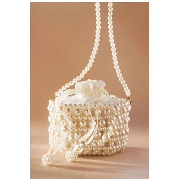 🤍 LULLA COLLECTION Pearl Beaded Mini Evening Bridal Clutch Purse Bag NWT - Picture 8 of 8